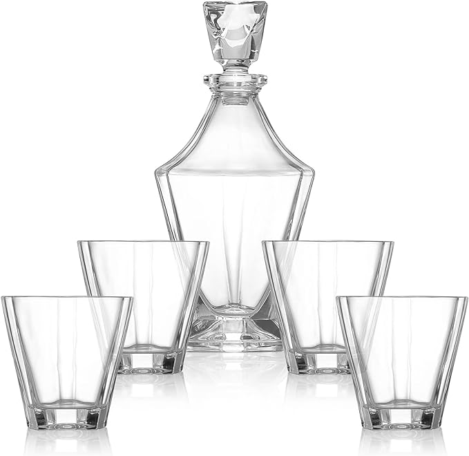 Home Bar Whiskey Decanter, Whiskey Glass Decanter Aerator Set with Four 850ml Whiskey Glasses