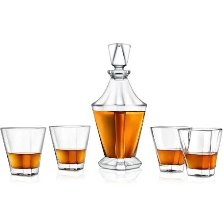 Home Bar Whiskey Decanter, Whiskey Glass Decanter Aerator Set with Four 850ml Whiskey Glasses