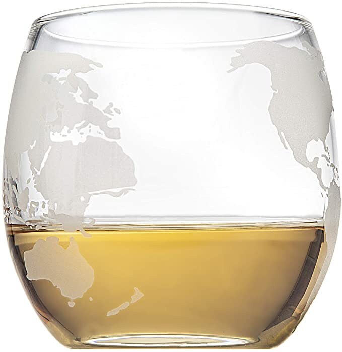 Whiskey Decanter Airplane Globe Set with 2 World Whisky Glasses - for Liquor Scotch Bourbon Vodka