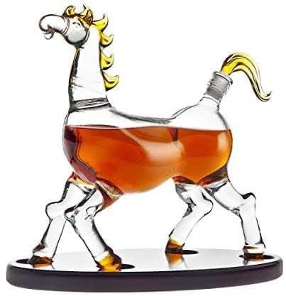 Animal Whiskey Decanter Horse On Wooden Display Tray - 500ml