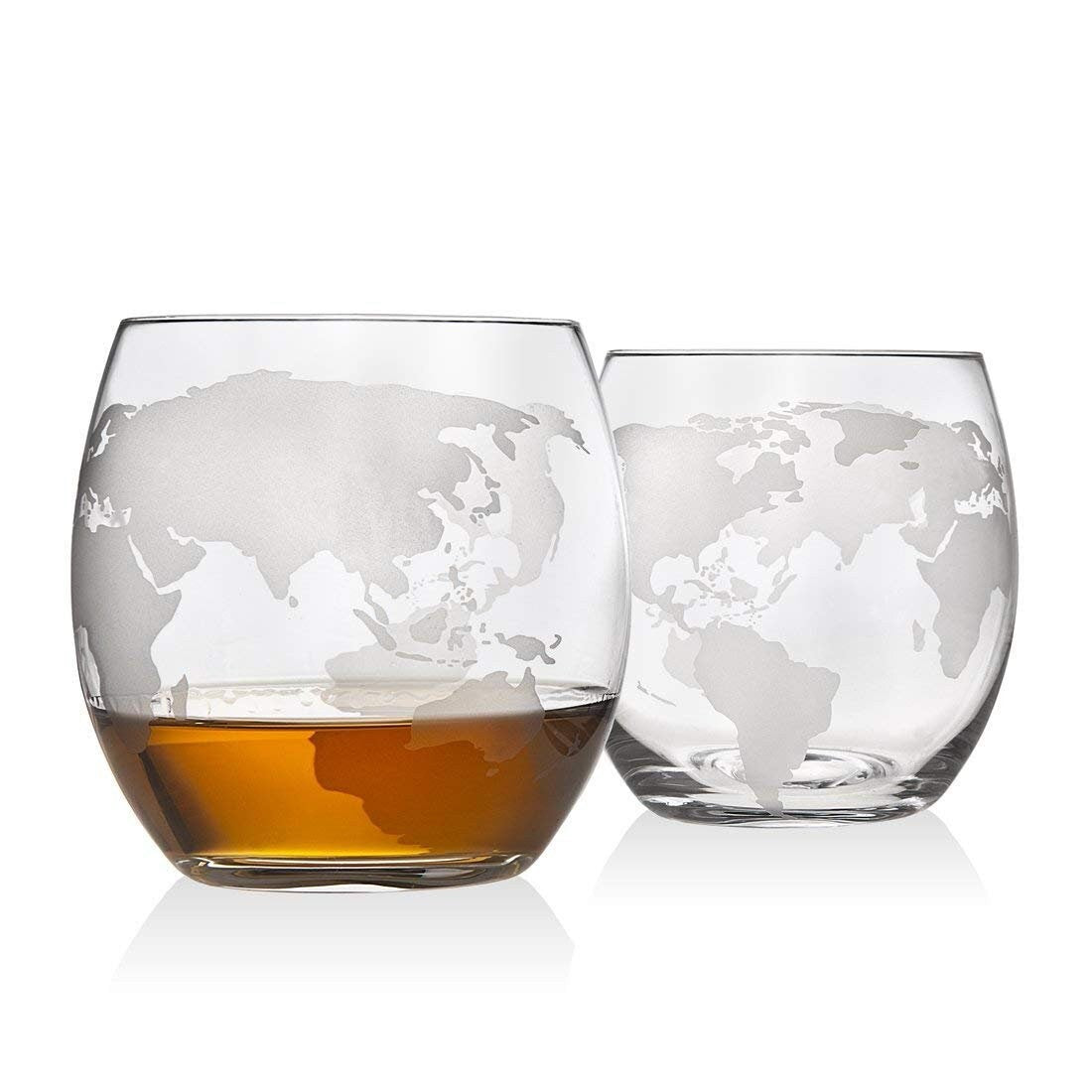 Etched World Decanter whiskey Globe - Whiskey Gift Set Globe Decanter with Antique Ship, Whiskey Stones and 4 World Map Glas