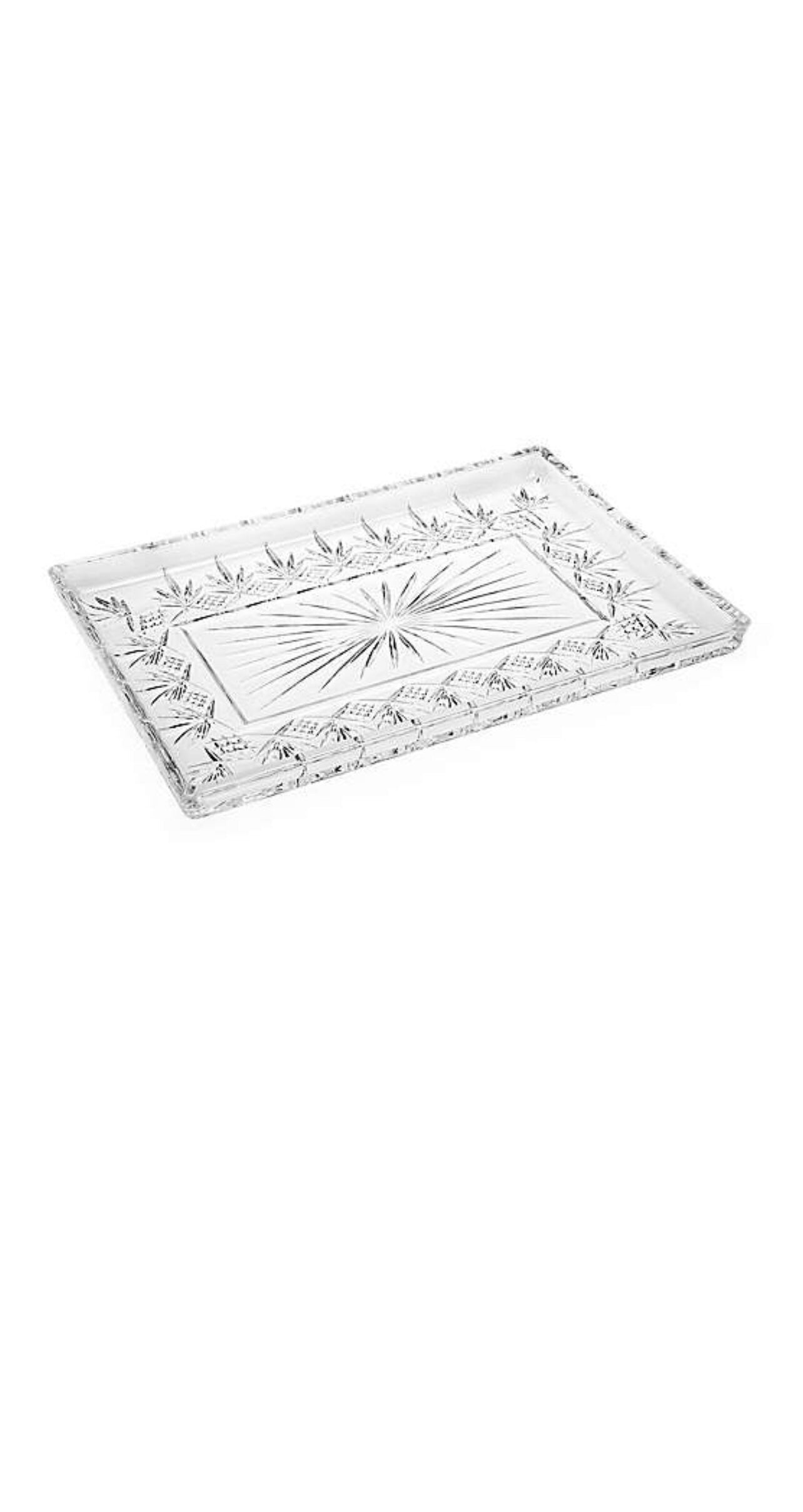 Godinger Dublin Rectangular Crystal Tray, 12 Inch x 6.5 Inch