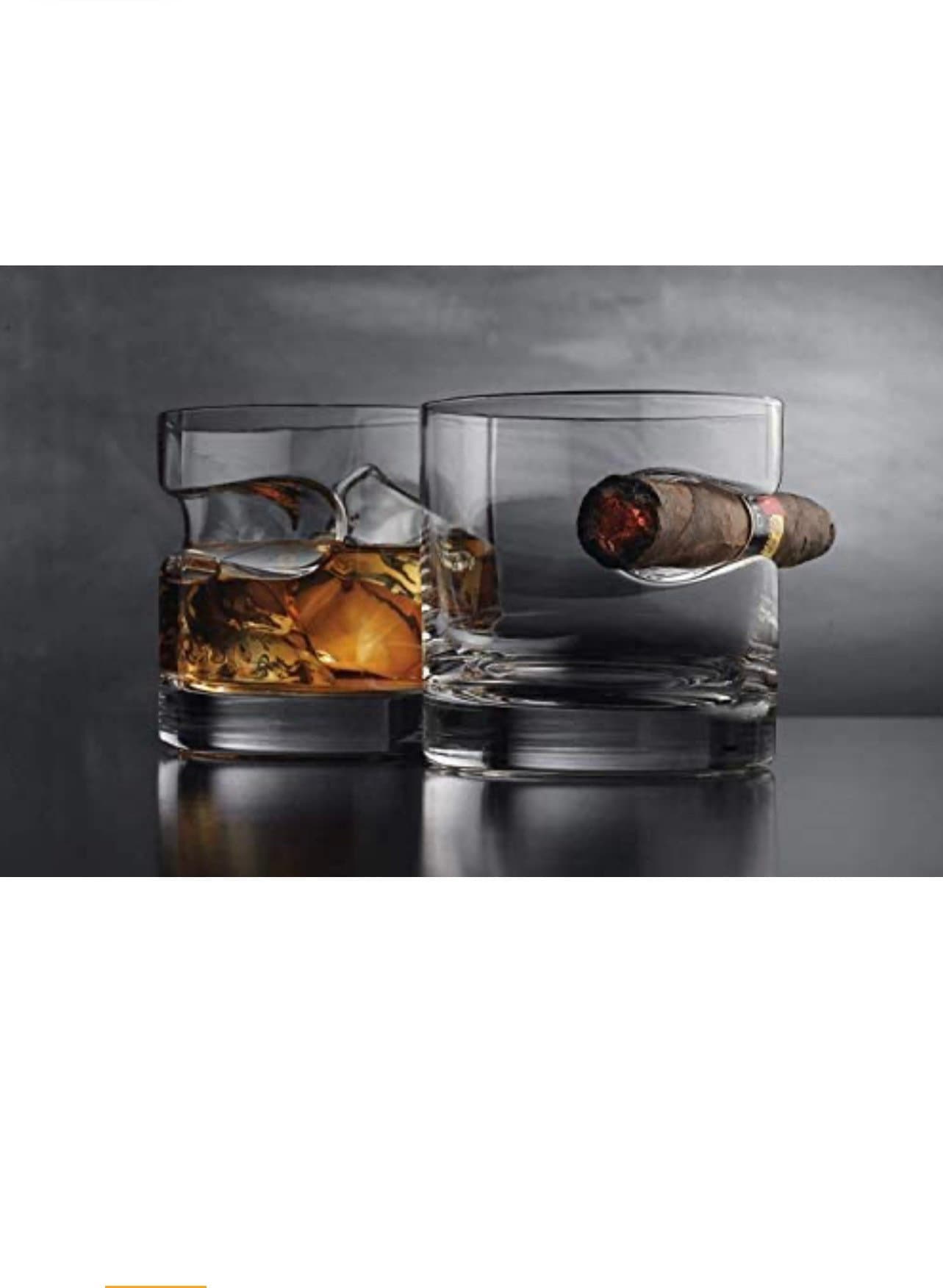 Cigar Whiskey Glass - Old Fashioned Whiskey Glasses With Indented Cigar Rest, Gifts for Men