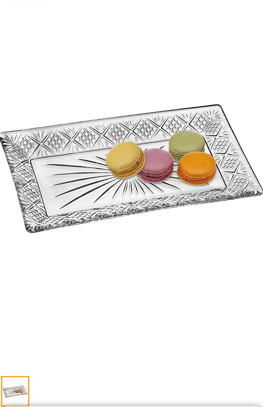 Godinger Dublin Rectangular Crystal Tray, 12 Inch x 6.5 Inch