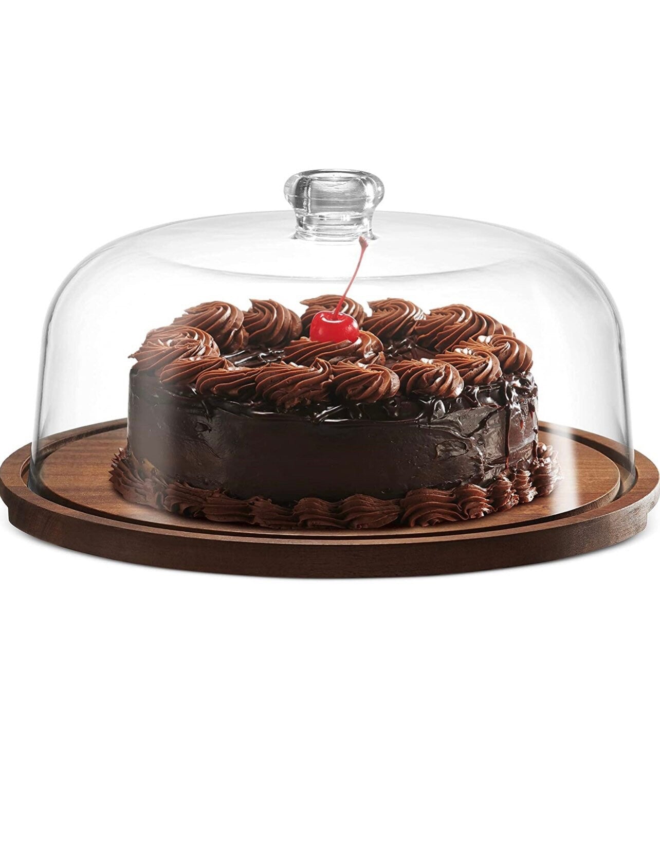 Godinger Cake Stand, Cake Plate Server Platter with Dome, Acaciawood and Shaterproof Acrylic Lid