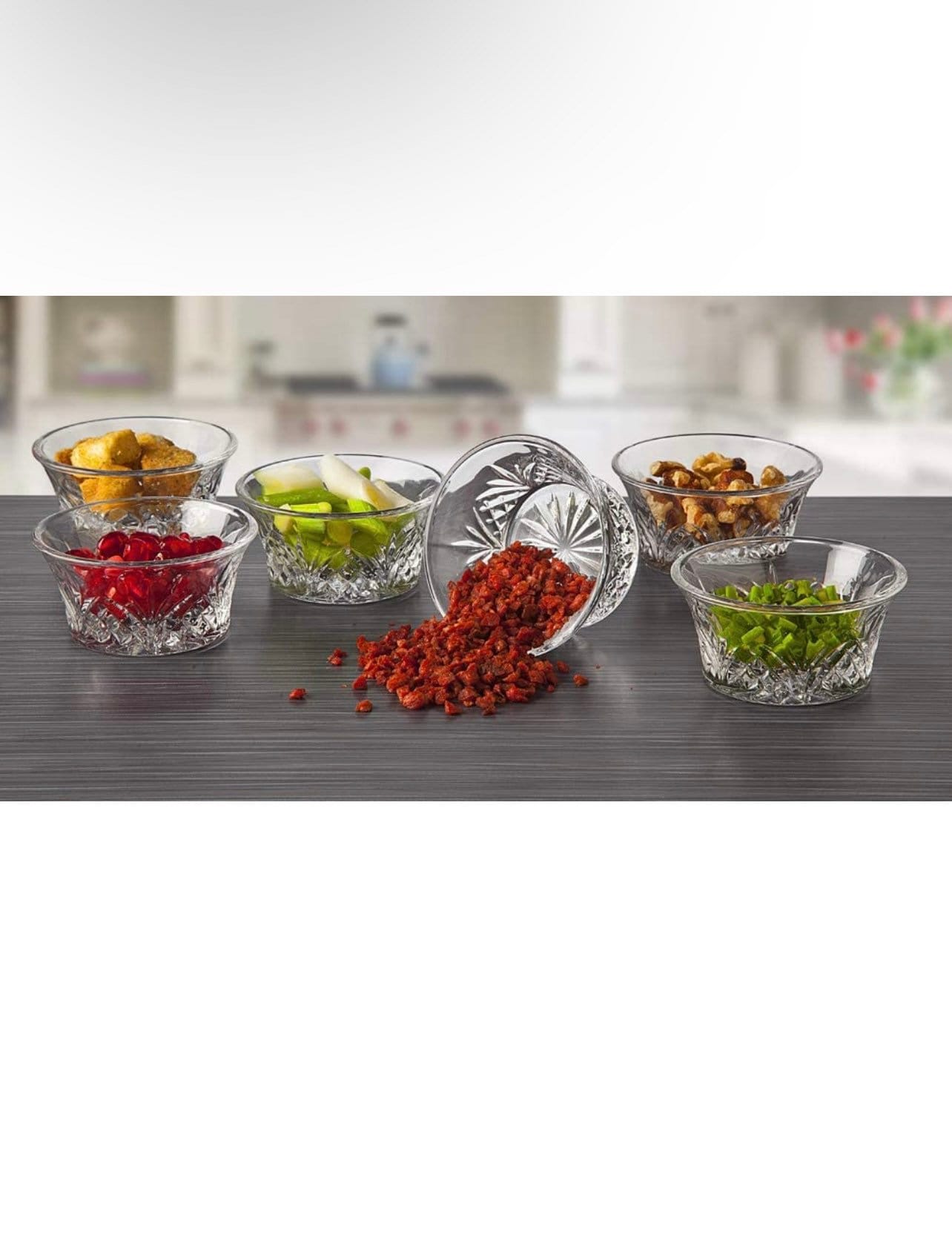 Godinger Bowl Set - Mini Crystal Prep, Dip, Dessert, Bar Dish Bowls - Set of 6, 2oz