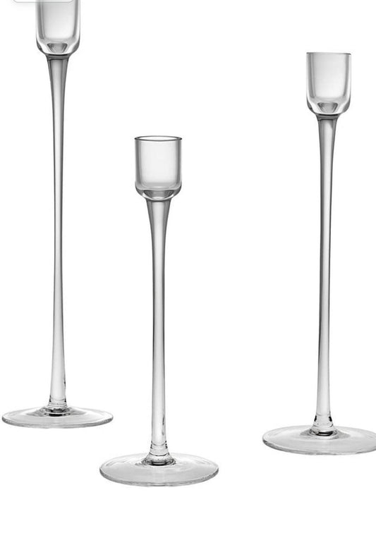 Godinger European Made Long-Stem Glass Candle Holder, Votive Candle Holders. Home Decor Special Events & Holidays Set of 3