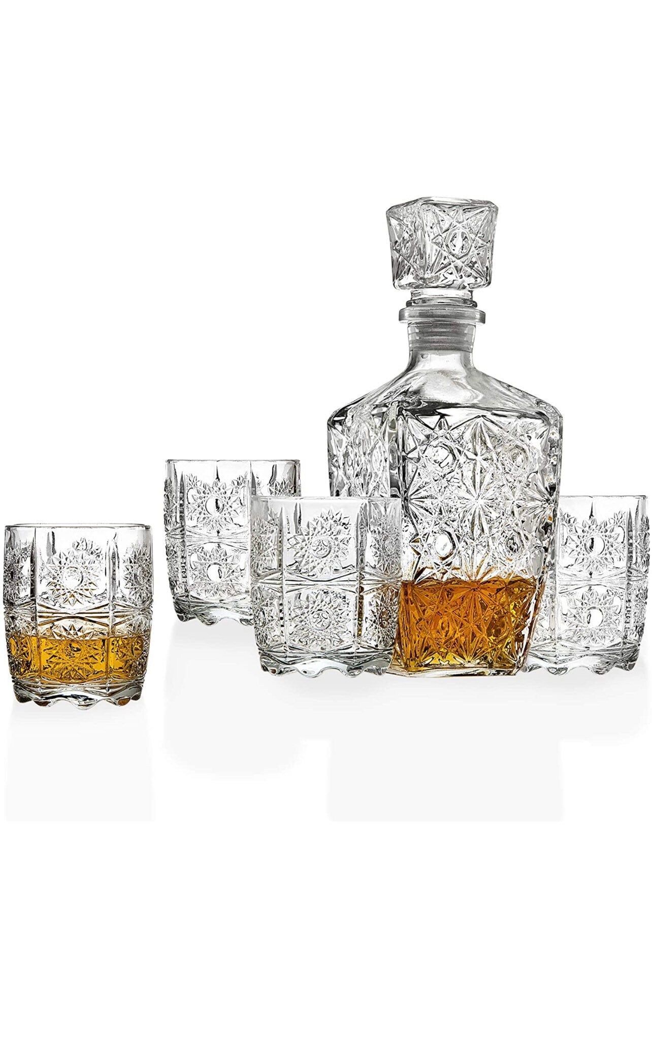 Godinger studio crystal whiskey decanter set