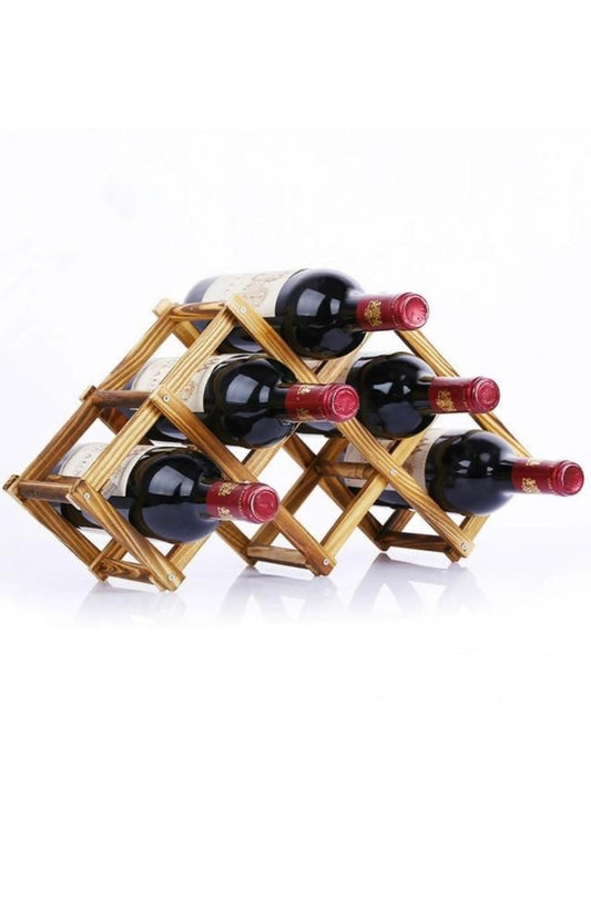 Folding Wooden Wine Rack For Wine Collections Brown (6 bottles)