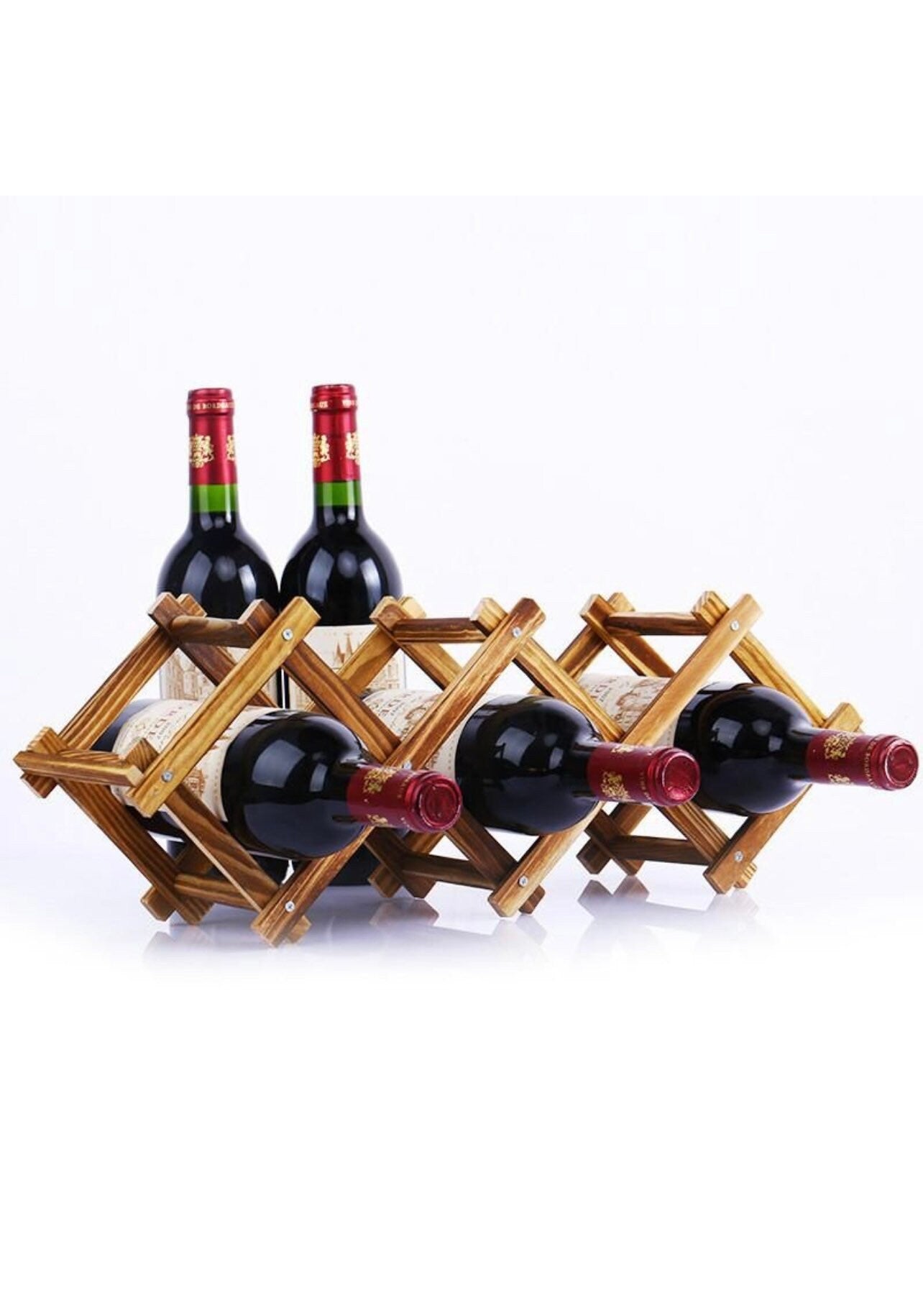 Folding Wooden Wine Rack For Wine Collections Brown (6 bottles)