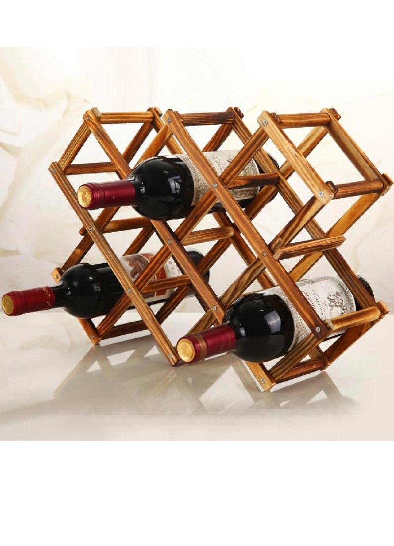 Folding Wooden Wine Rack For Wine Collections Brown (6 bottles)