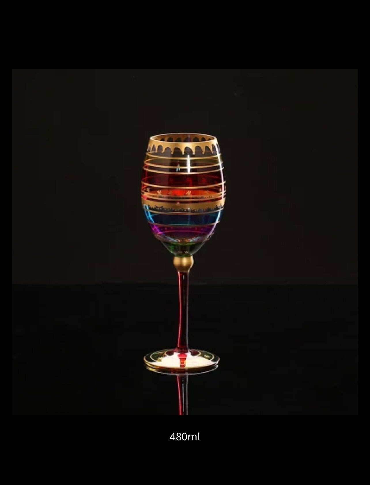 Wine Creative Colored drawing Flute Glass 2 PCs