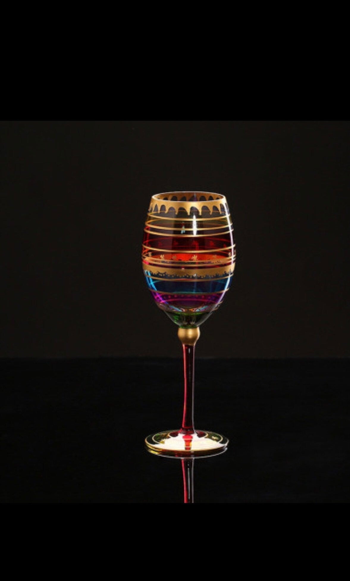 Wine Creative Colored drawing Flute Glass 2 PCs