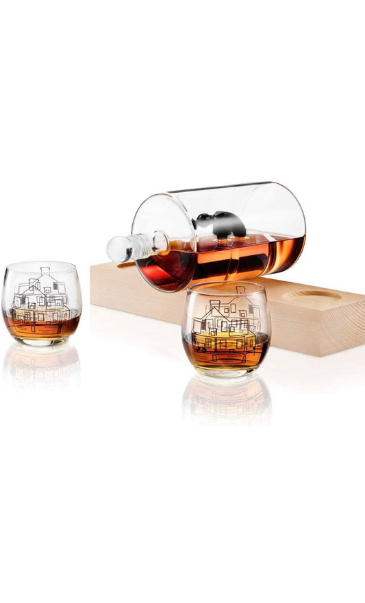 Whiskey Decanter Sets for Men. Hammer Whiskey Decanter Set with Glasses. Crystal Decanter Liquor Dispenser for Whisky, Bourbon, Vodka