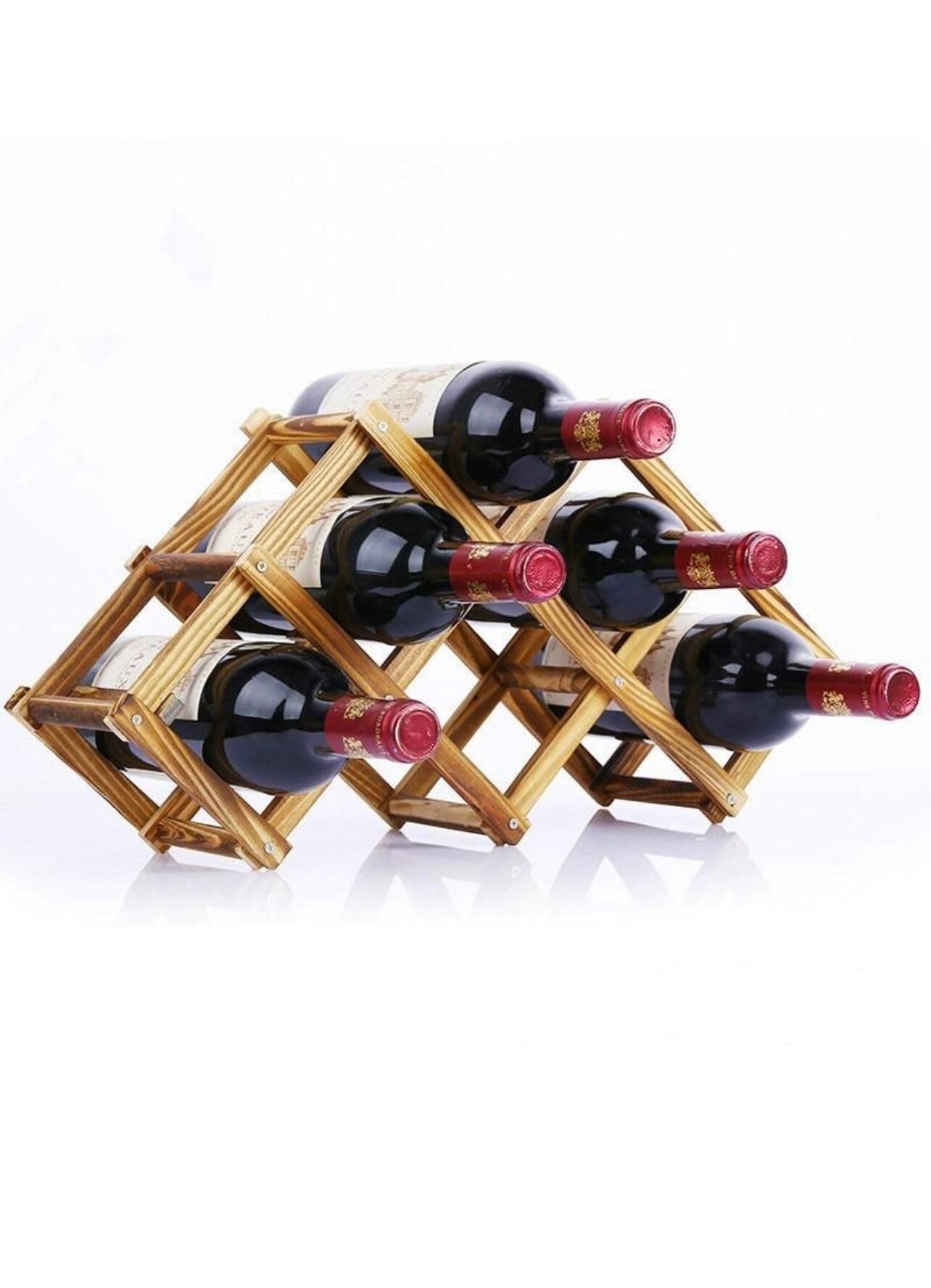 Folding Wooden Wine Rack For Wine Collections Brown (6 bottles)