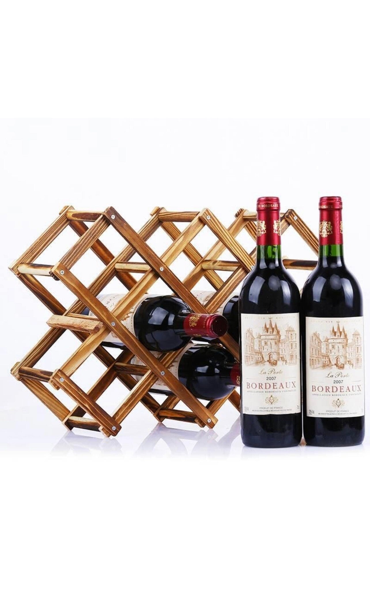 Folding Wooden Wine Rack For Wine Collections Brown (6 bottles)