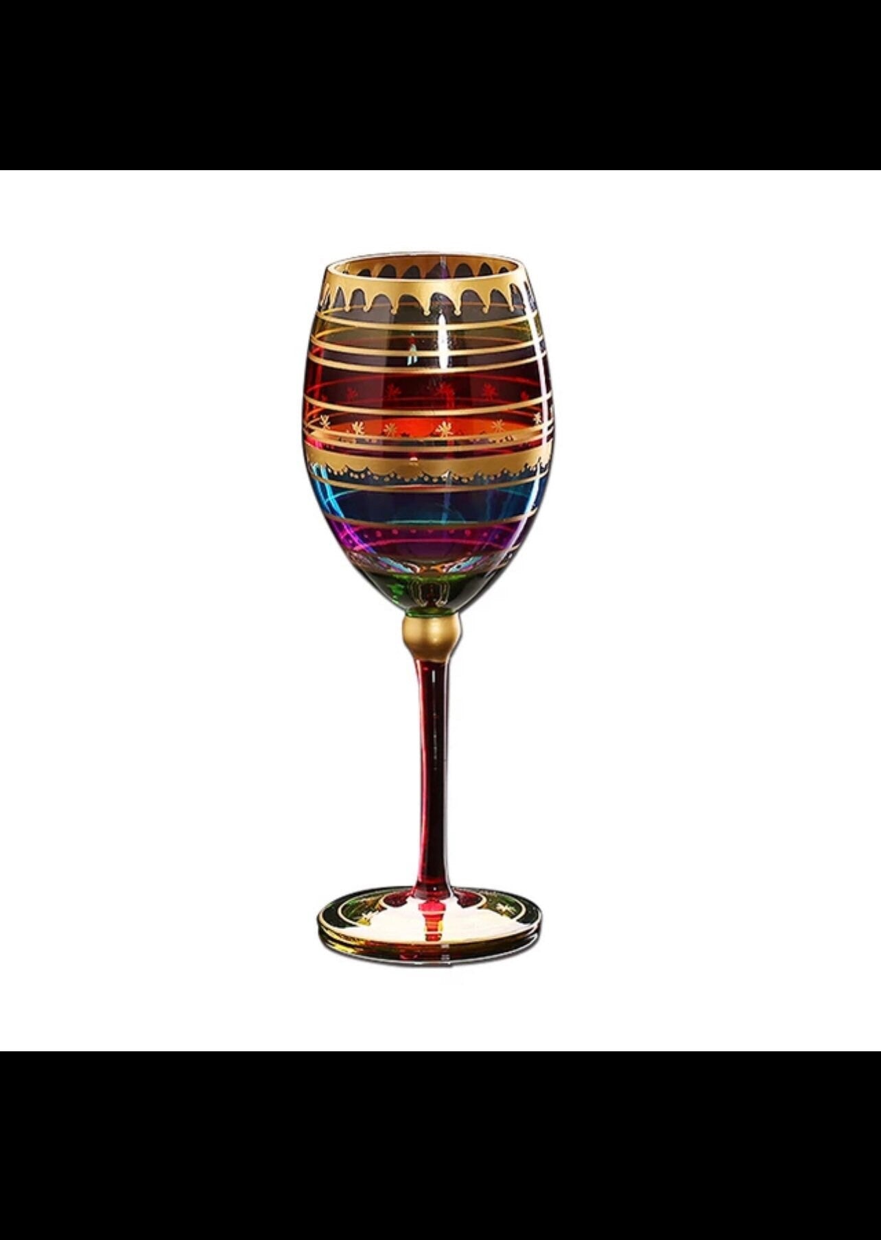 Wine Creative Colored drawing Flute Glass 2 PCs