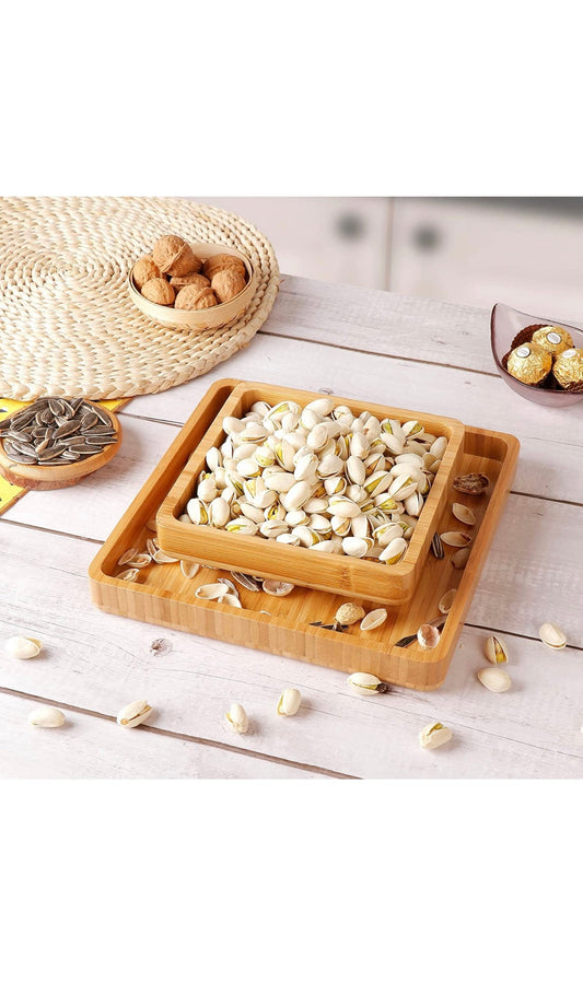 Snack Bowl Double Dish Holder Bowl Seed Nut Bowl with Shell Storage, handmade