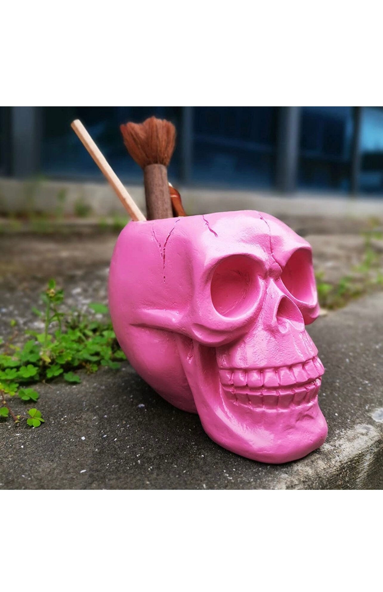 Creative Skull Head Makeup Brush Holder,Make Up Brush Case,Organizer Cosmetic Organizer,Pen Holder