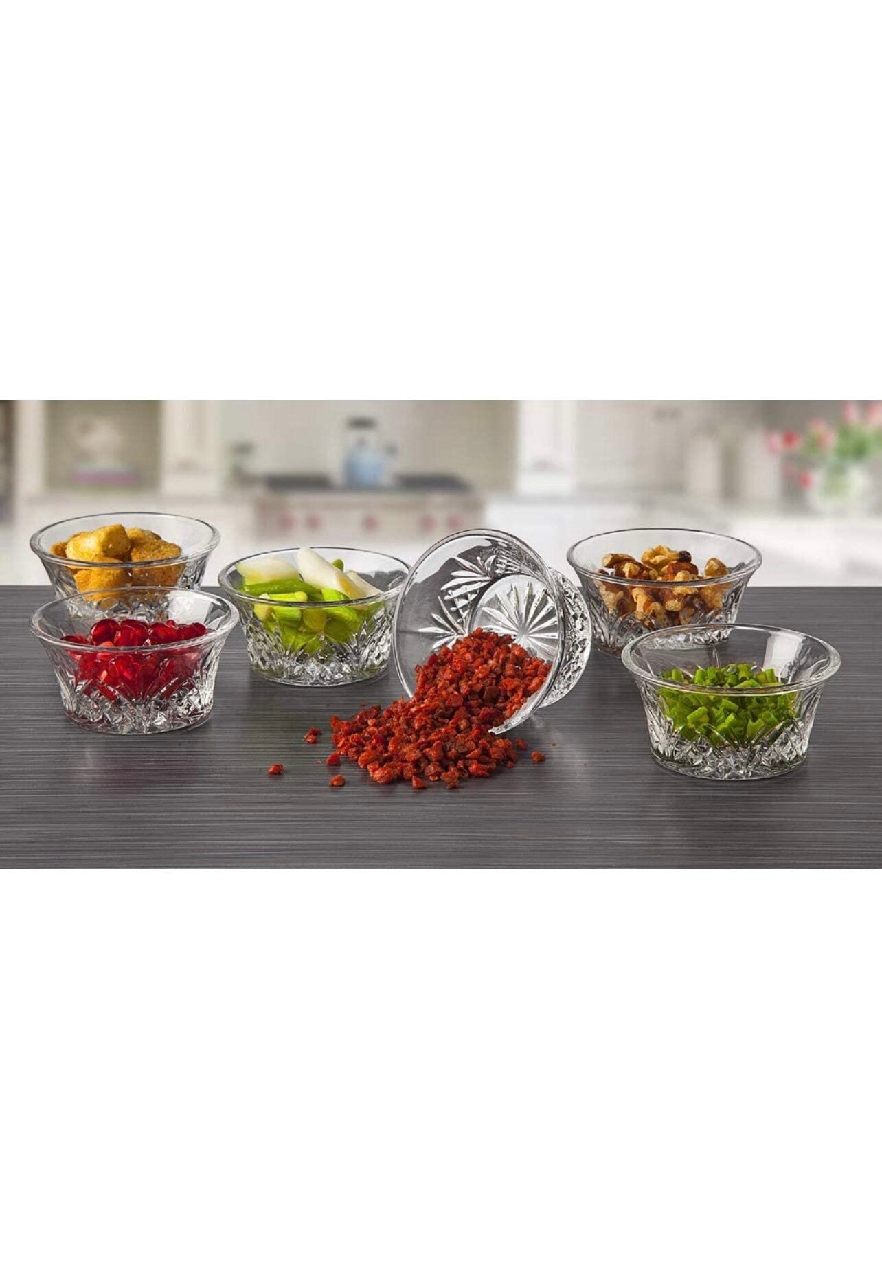 Godinger Bowl Set - Mini Crystal Prep, Dip, Dessert, Bar Dish Bowls - Set of 6, 2oz