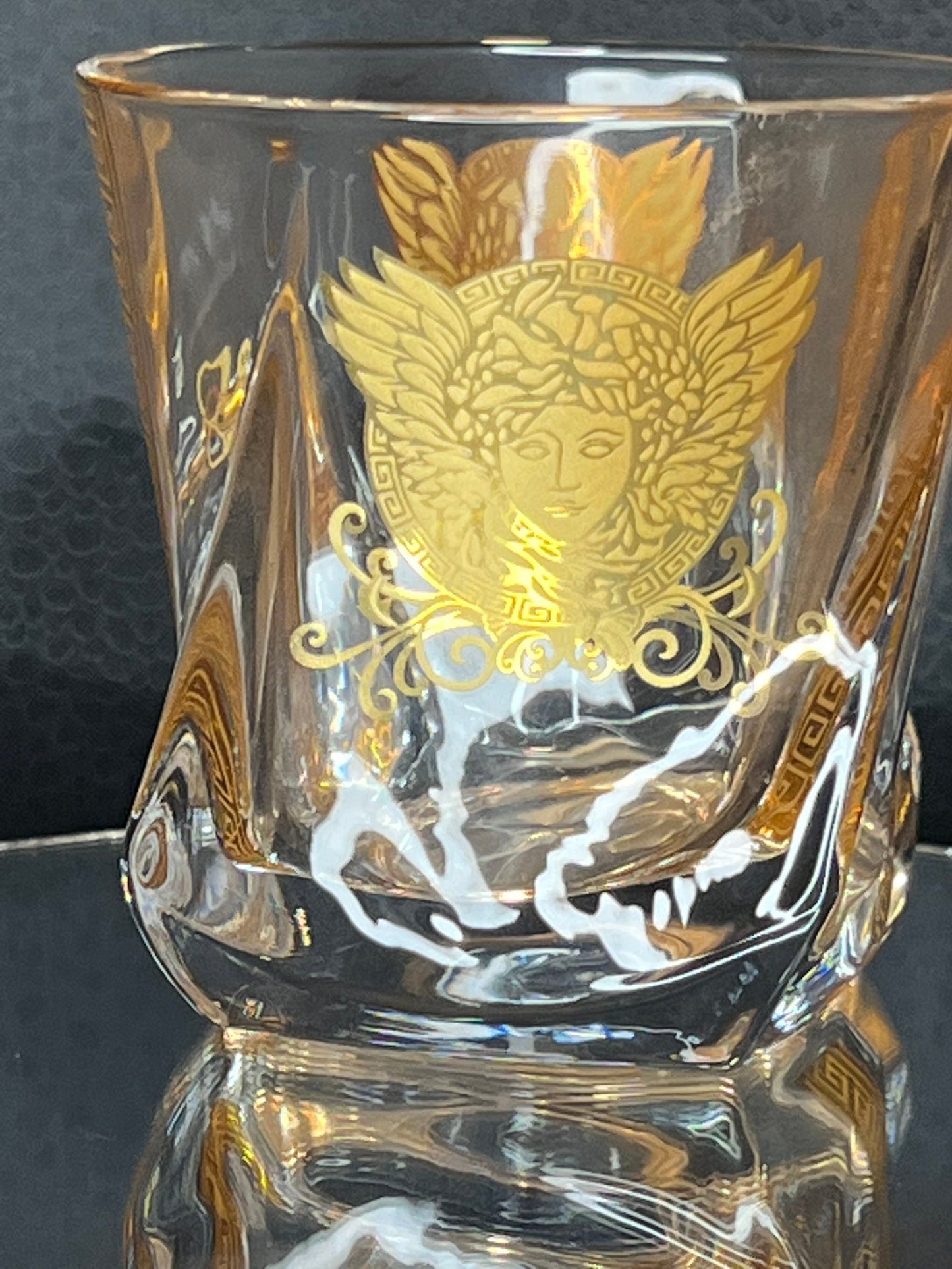 Crystal Whiskey Cup Creative Red Wine Medusa Painted Gold