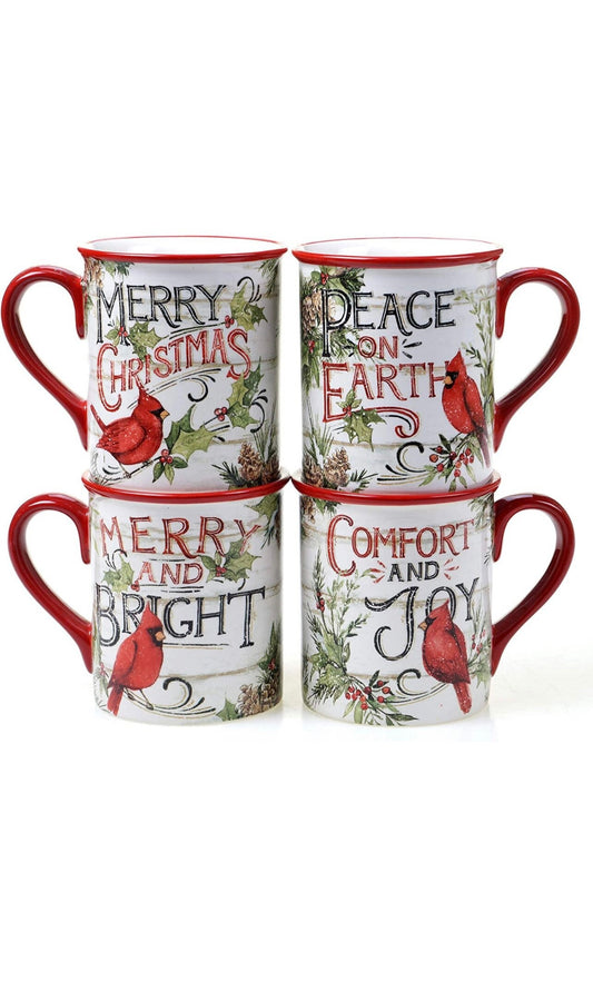 Christmas 16 oz. Mugs, Set of 4, 4 Count (Pack of 1), Multicolored by Susan Winget