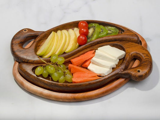 Double Ducks wooden platter handmade