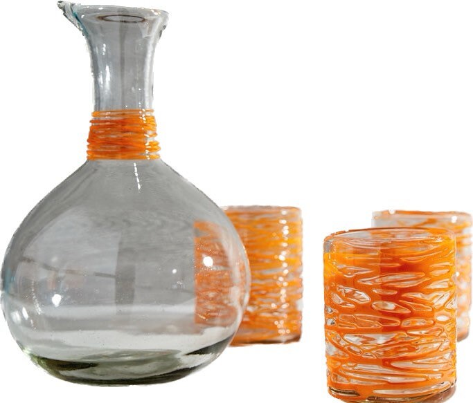 Handmade Mexican style Handblown Glasses 4 set