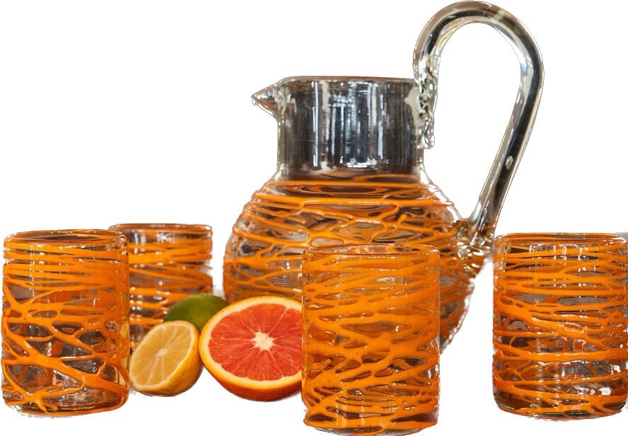 Handmade Mexican style Handblown Glasses 4 set