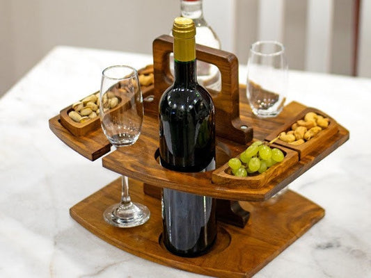 Folding Wine glass holder Picnic-Table, Portable Mini Wooden Picnic Table