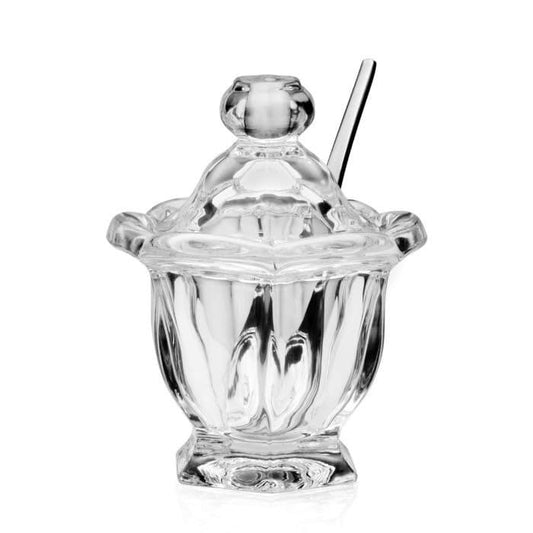 Godinger Windsor Jam/Honey Jar with Spoon, Clear