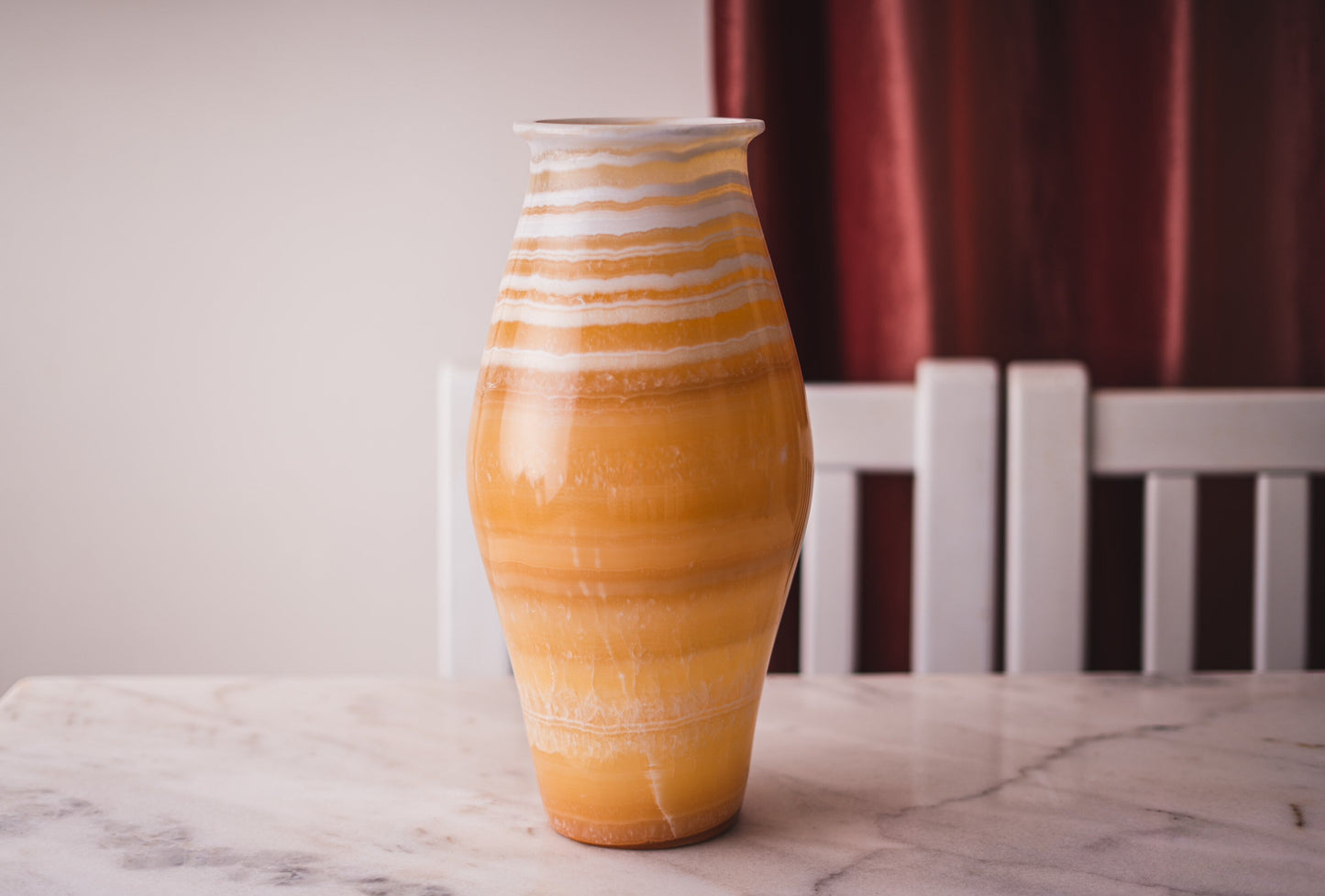 Alabaster Vase, Tea Light or Simple, Elegant, Pretty Alabaster Veining, Perfect Shelf Styling Decor, Solid Stone