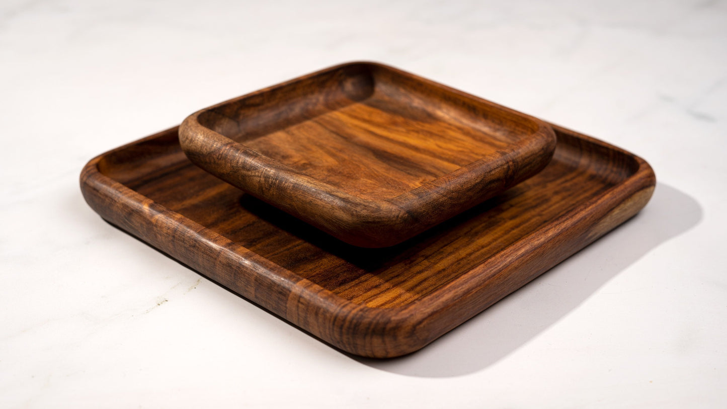 Unique handmade Wooden pistachio snack Bowl double Dish Holder Nut Bowl Pedestal