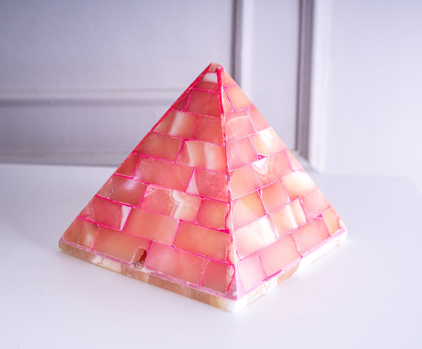 The great pyramids of Egypt Alabaster stone handmade Pyramid candle holder. Alabaster