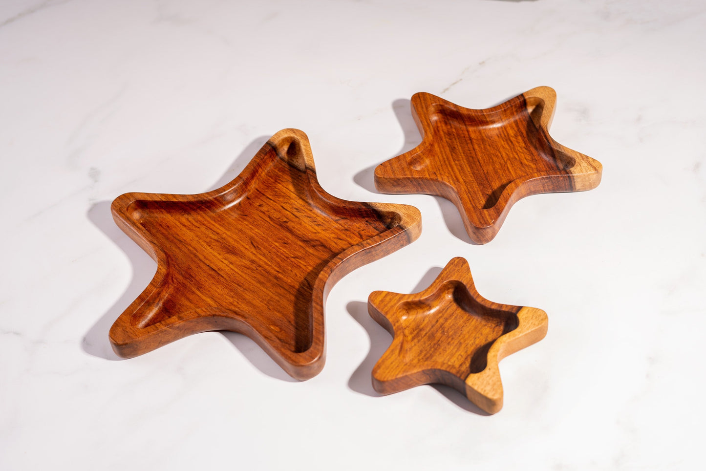 Snack bowl 3 stars shaped wooden handmade