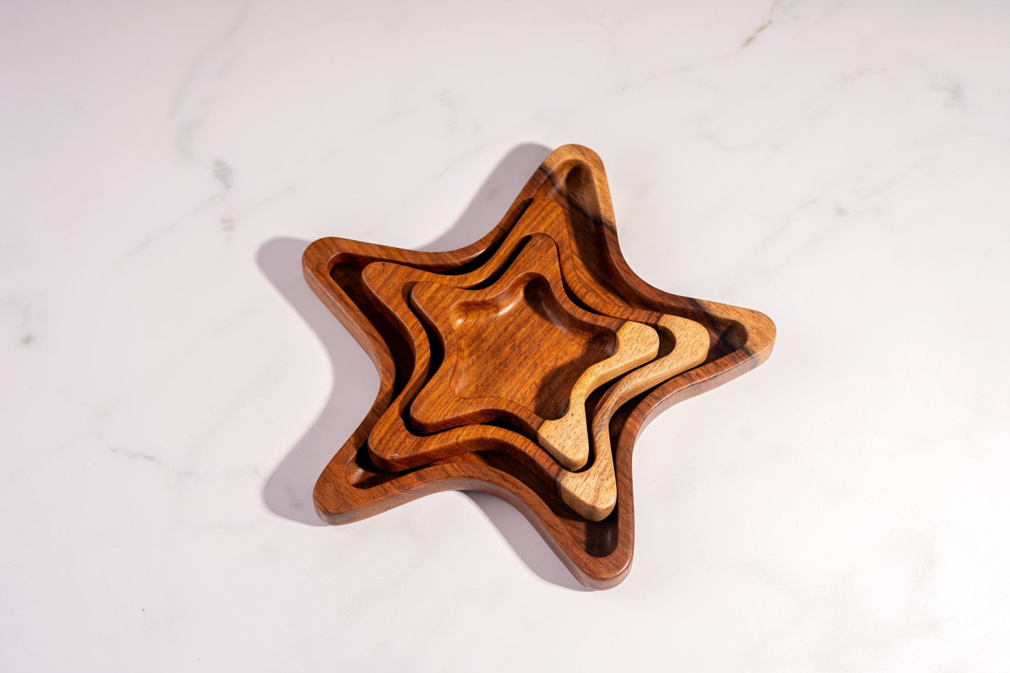 Snack bowl 3 stars shaped wooden handmade