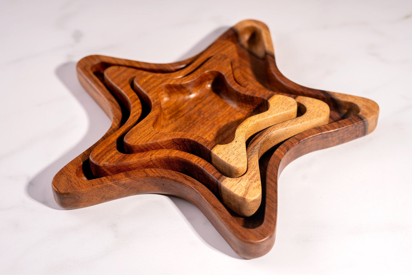 Snack bowl 3 stars shaped wooden handmade