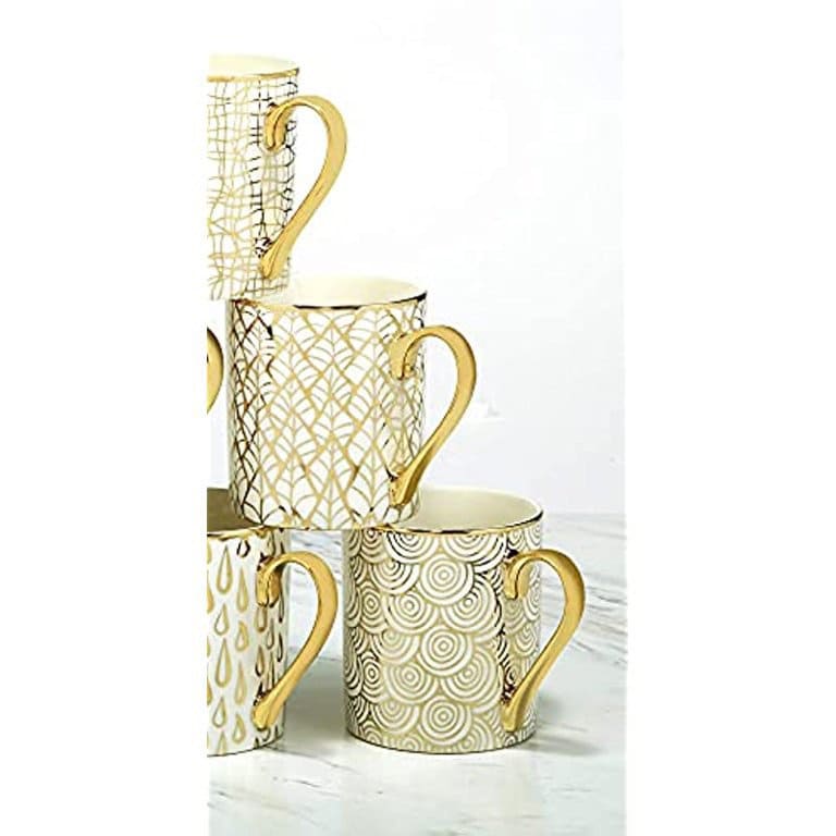 Mosaic 14 oz. Gold Plated Mugs, Set of 6, 6 Count (Pack of 1)