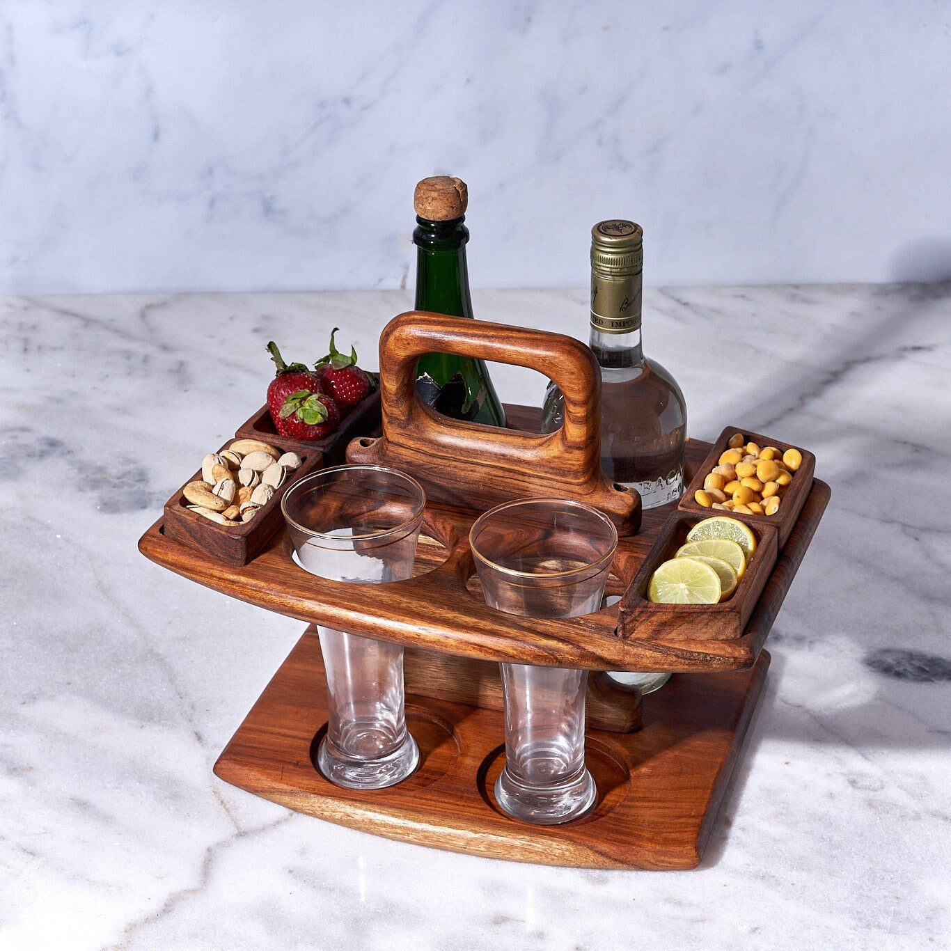 Snack table, Wooden serving tray, Picnic Table, Beer Bottle Serving Tray Beer bottle holder Beer Cocktail Crate